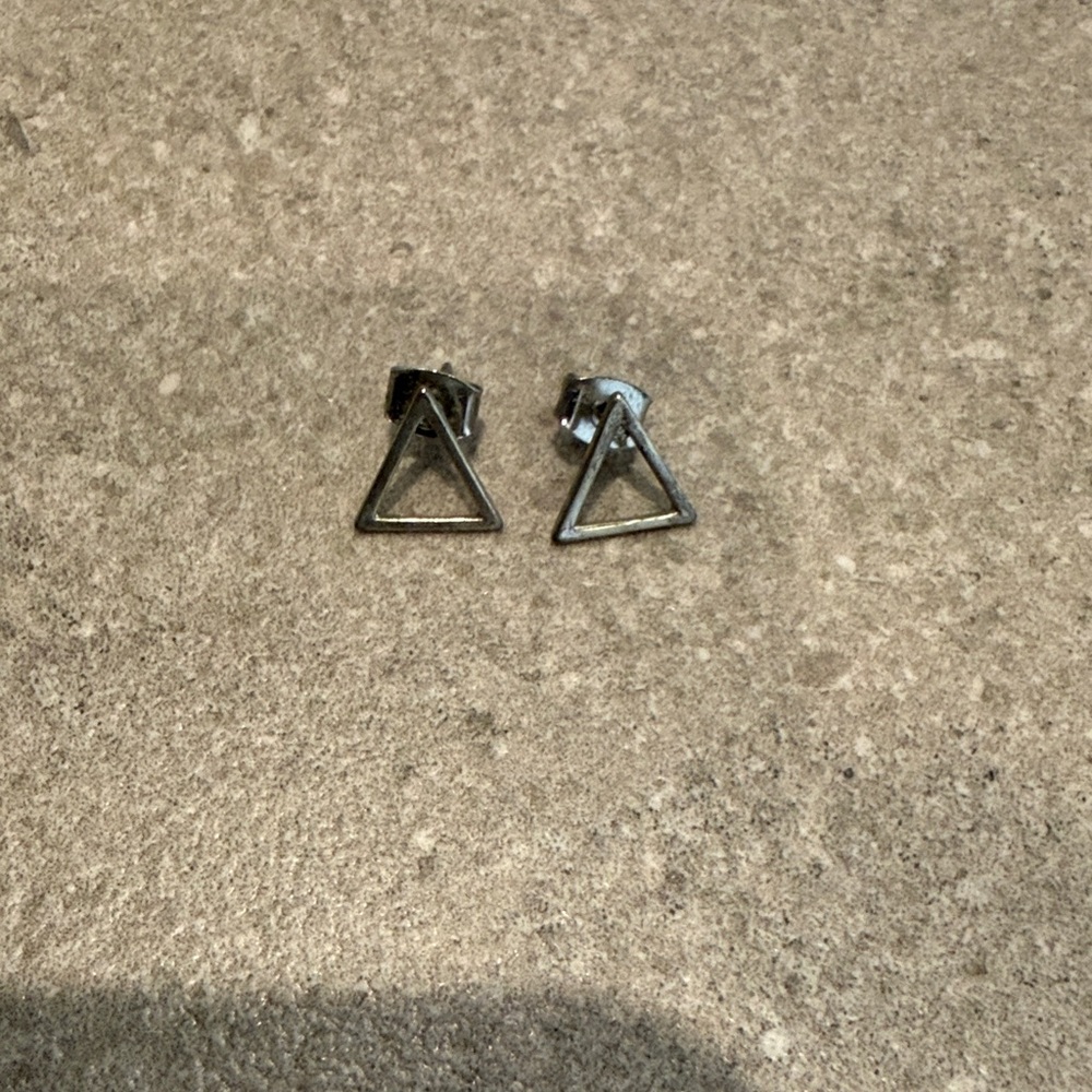 Silver Triangle Stud Earrings